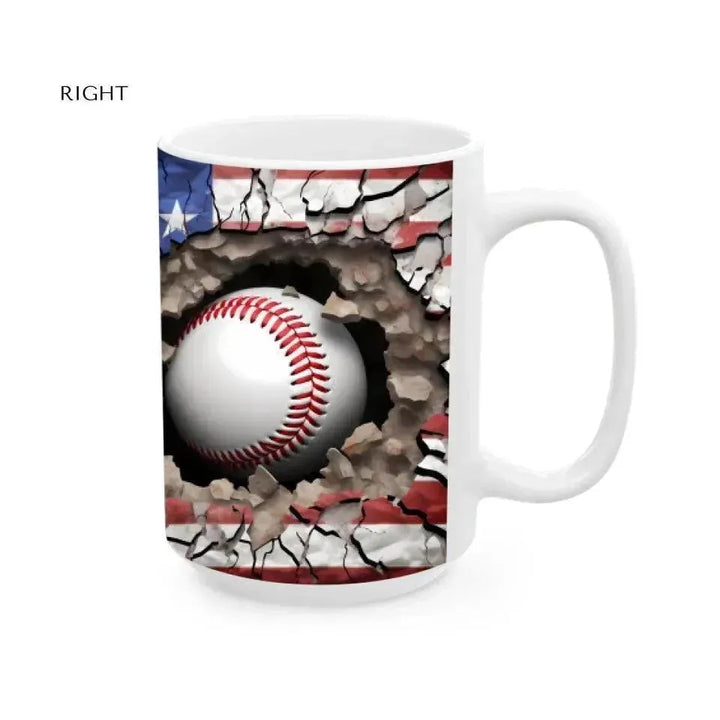 Custom 3D Baseball American Flag Mug - ARTFULANE