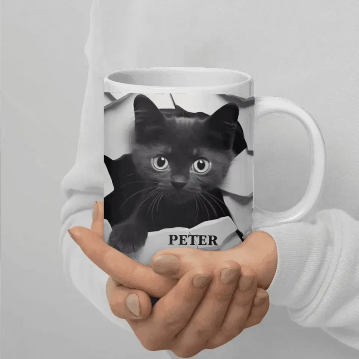 Custom 3D Black Cat Mug - ARTFULANE