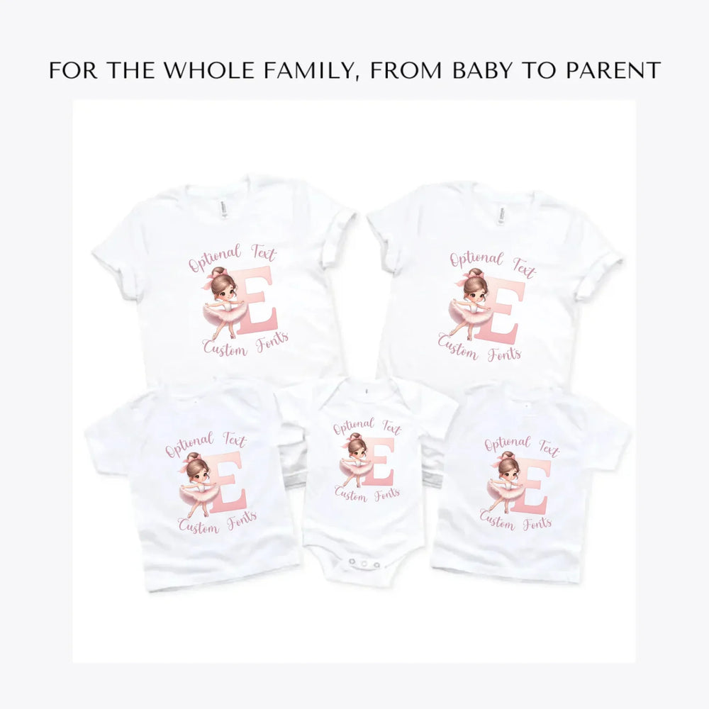 Ballerina-Pink-Initial-custom-t-shirts-adult-youth-toddler-baby-sizes-artfulane