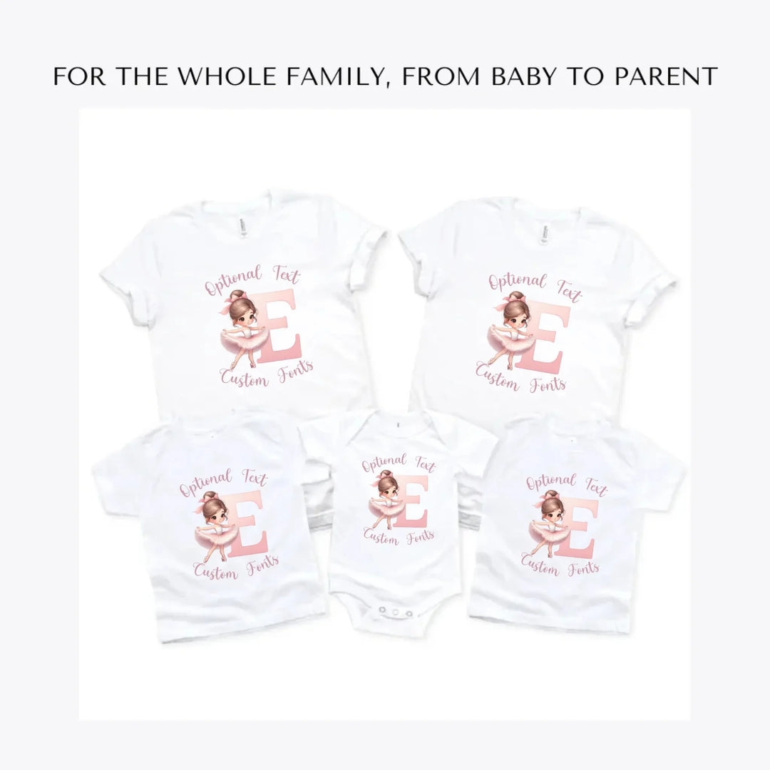 Ballerina-Pink-Initial-custom-t-shirts-adult-youth-toddler-baby-sizes-artfulane