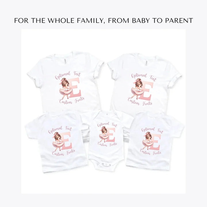 Ballerina-Pink-Initial-custom-t-shirts-adult-youth-toddler-baby-sizes-artfulane