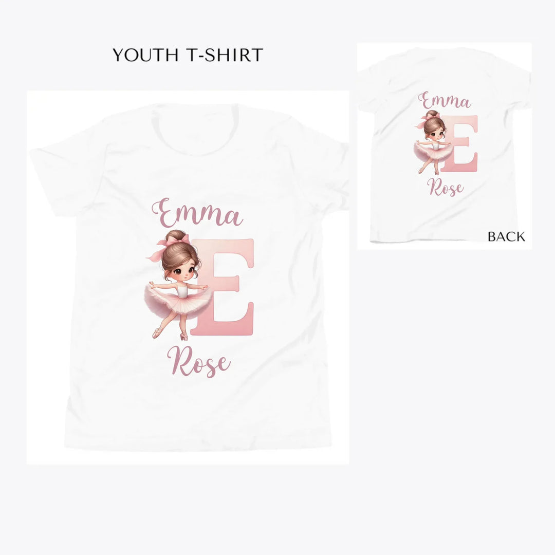 Ballerina-Pink-Initial-custom-youth-t-shirt-artfulane