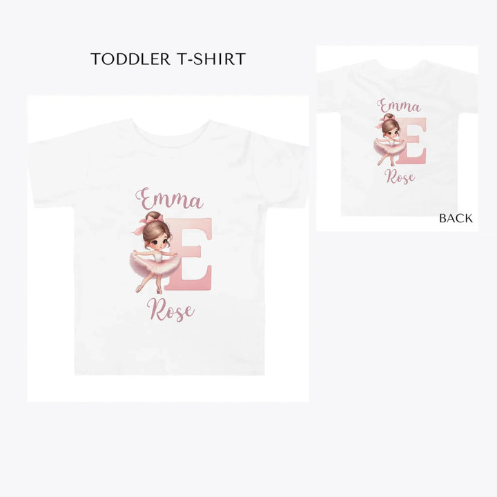 Ballerina-Pink-Initial-toddler-custom-t-shirt-artfulane