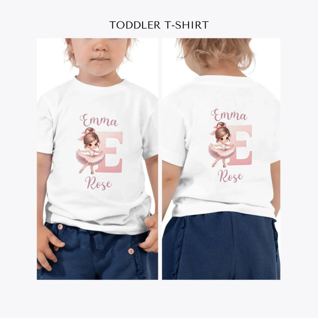Ballerina-Pink-Initial-custom-toddler-t-shirt-artfulane