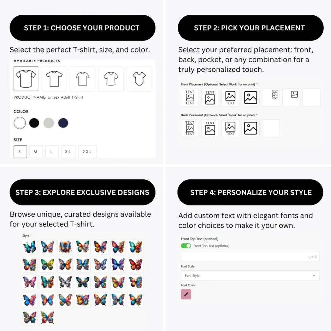 how-to-design-custom-Beautiful-Floral-Butterflies-t-shirt-personalization-options-artfulane