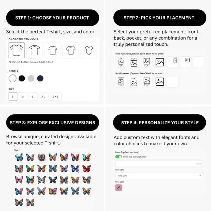 how-to-design-custom-Beautiful-Floral-Butterflies-t-shirt-personalization-options-artfulane