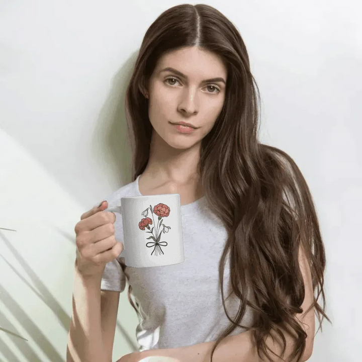 Custom Birth Month Flower Personality Word Tile Mug - ARTFULANE