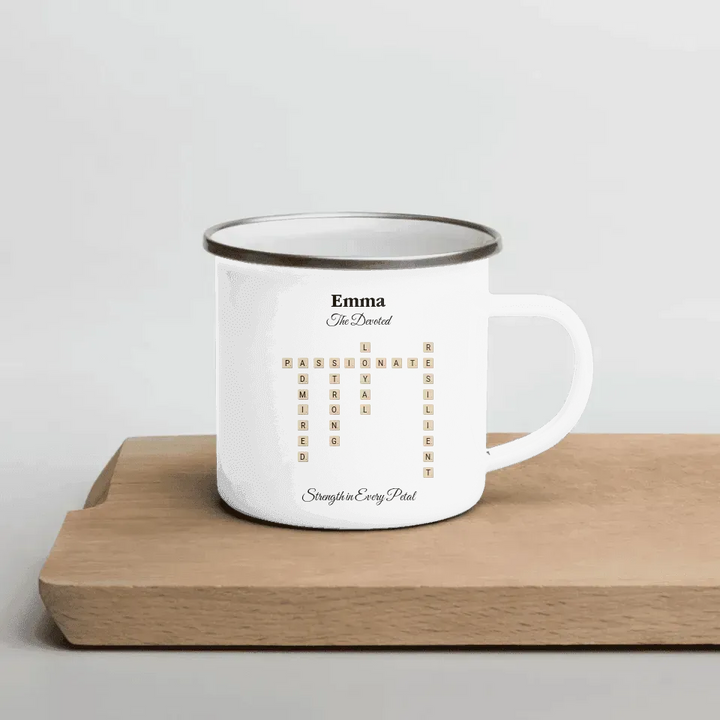 Custom Birth Month Flower Personality Word Tile Mug - ARTFULANE