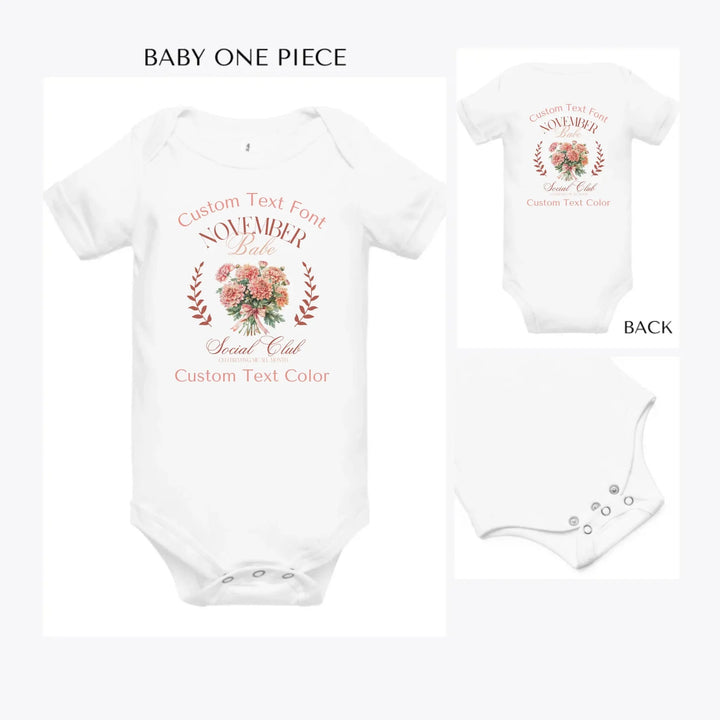 Birth-Month-Flower-Social-Club-custom-baby-onesie-artfulane