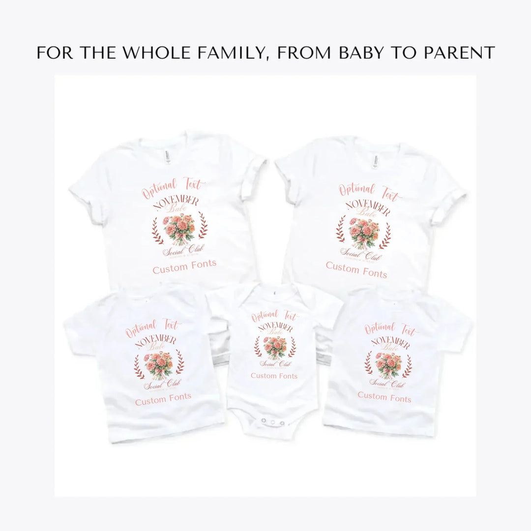 Birth-Month-Flower-Social-Club-custom-t-shirts-adult-youth-toddler-baby-sizes-artfulane