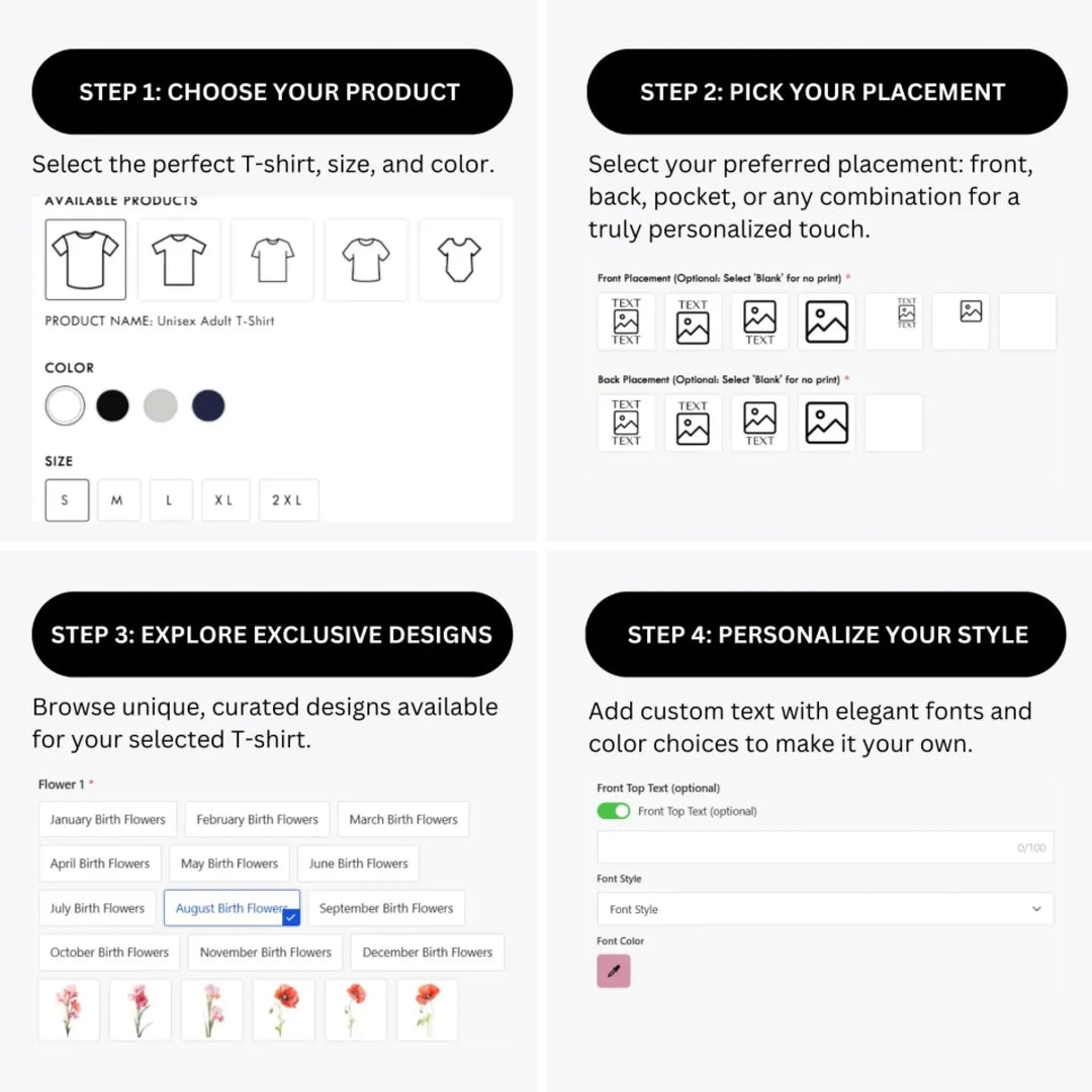 how-to-design-custom-Birth-Month-Flower-t-shirt-personalization-options-artfulane