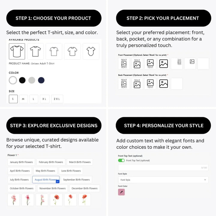 how-to-design-custom-Birth-Month-Flower-t-shirt-personalization-options-artfulane