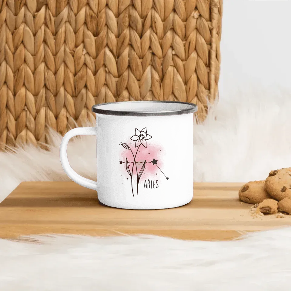 Custom Birth Month Flower Zodiac Word Tile Mug - ARTFULANE
