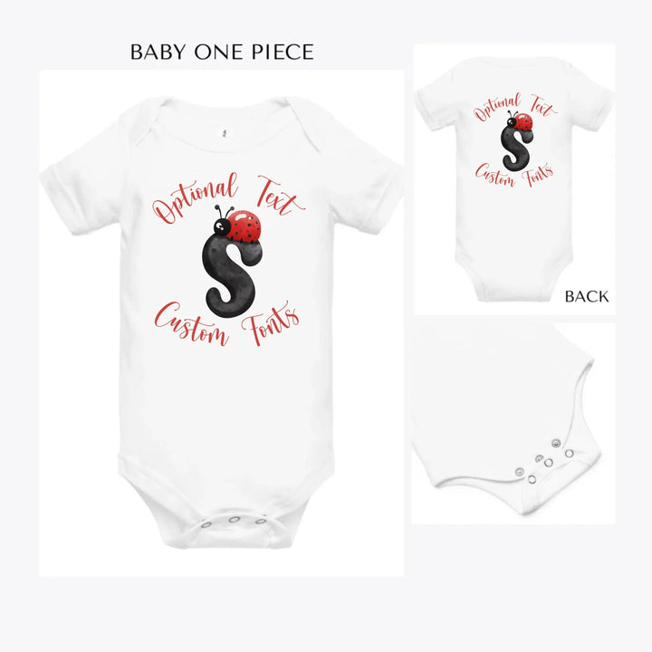Black-Letter-Ladybug-custom-baby-onesie-artfulane