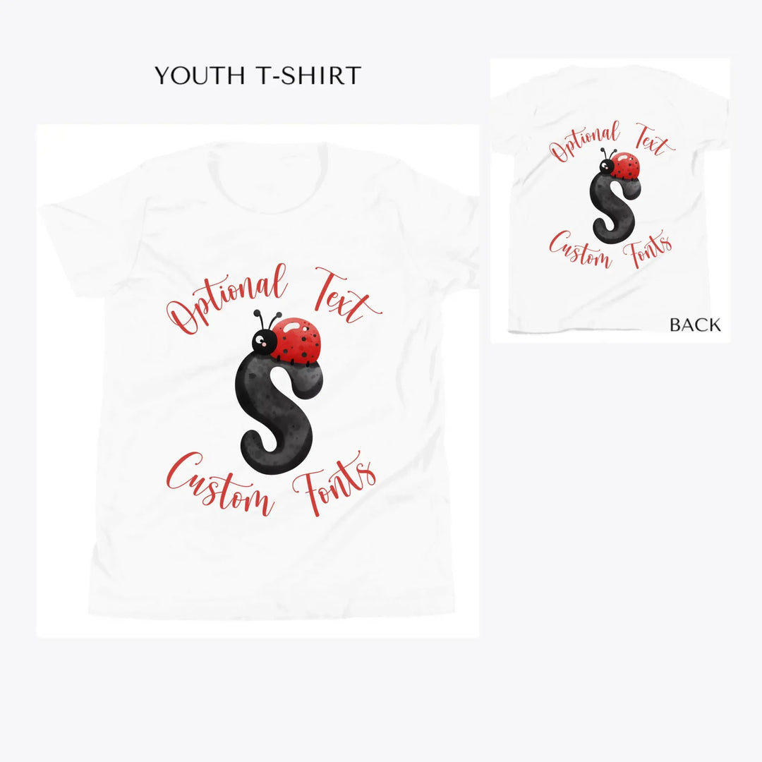 Black-Letter-Ladybug-custom-youth-t-shirt-artfulane
