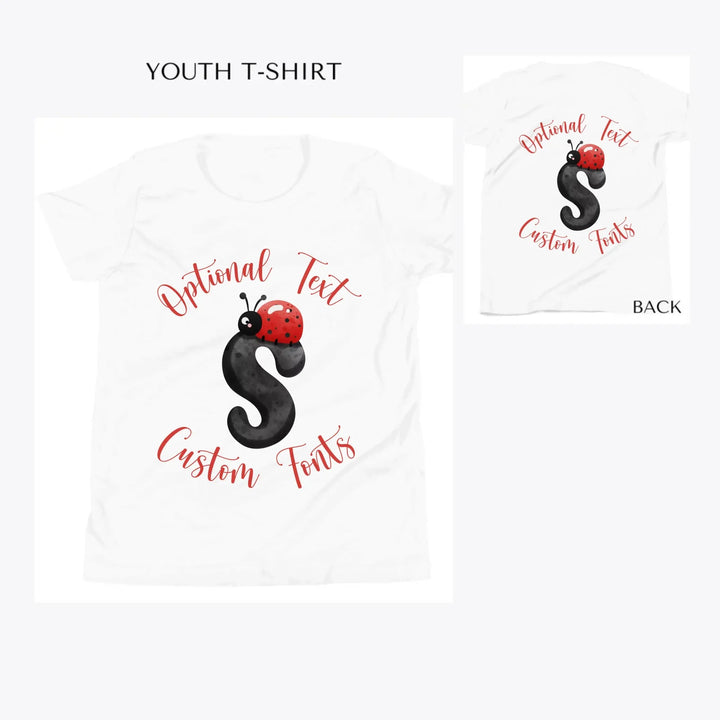 Black-Letter-Ladybug-custom-youth-t-shirt-artfulane