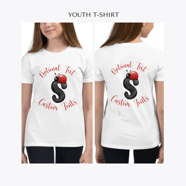 Black-Letter-Ladybug-custom-youth-girl-t-shirt-artfulane