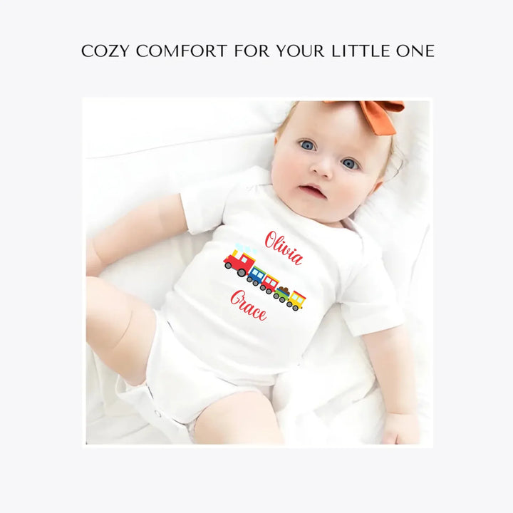 Bright-Colored-Train-custom-baby-bodysuit-artfulane