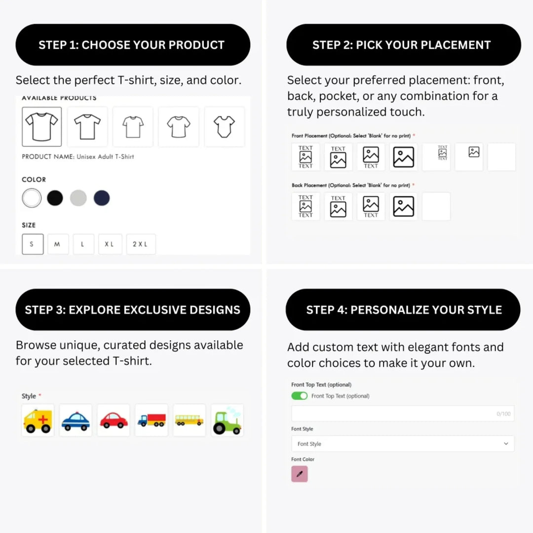 how-to-design-custom-Bright-Colored-Vehicles-t-shirt-personalization-options-artfulane