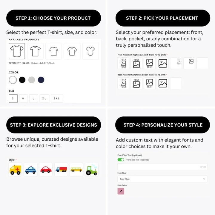 how-to-design-custom-Bright-Colored-Vehicles-t-shirt-personalization-options-artfulane