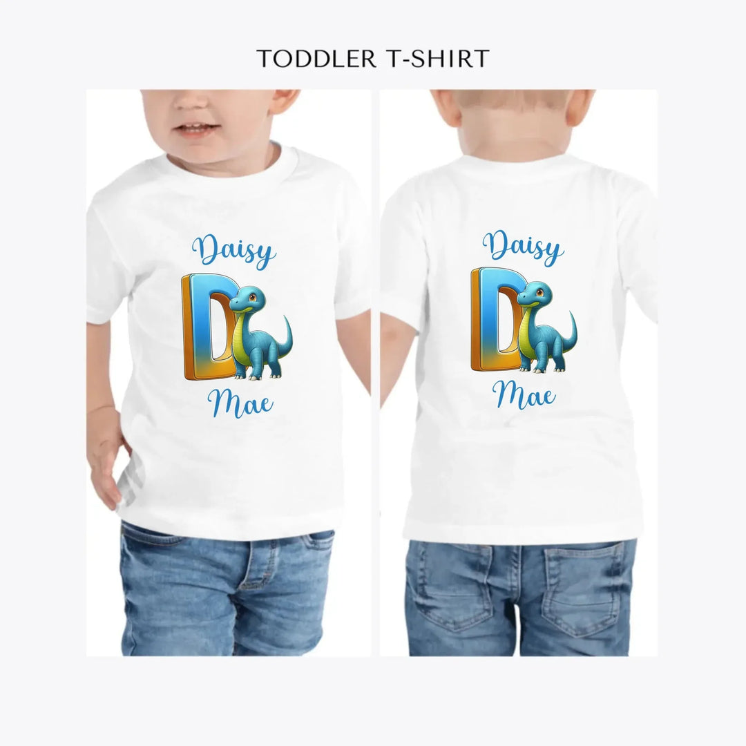 Bright-Dinosaur-Letter-Initial-personalized-toddler-t-shirt-artfulane