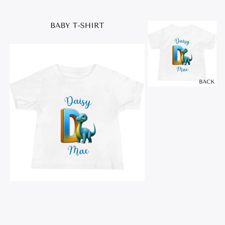 Bright-Dinosaur-Letter-Initial-custom-baby-t-shirt-artfulane