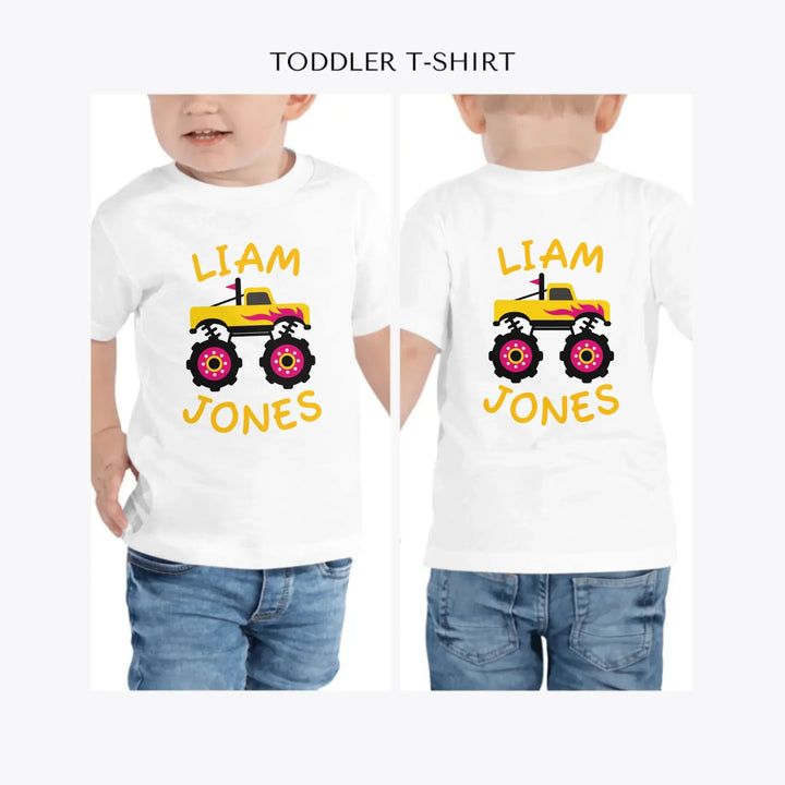 Bright-Monster-Truck-personalized-toddler-t-shirt-artfulane