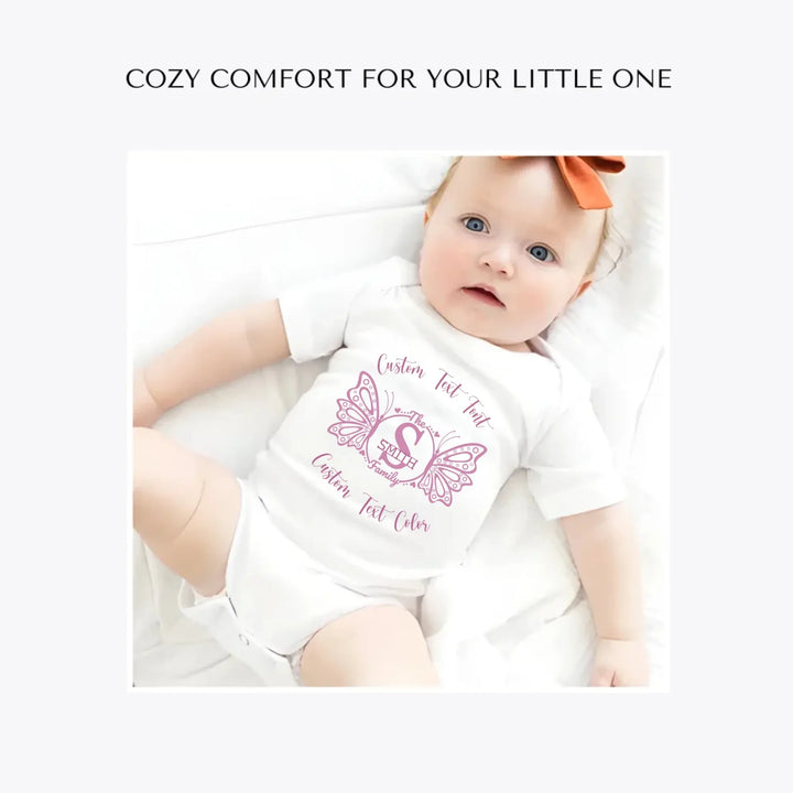 Butterfly-Family-Monogram-custom-baby-bodysuit-artfulane