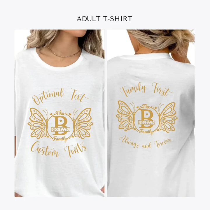 Butterfly-Family-Monogram-personalized-women-unisex-adult-t-shirt-artfulane