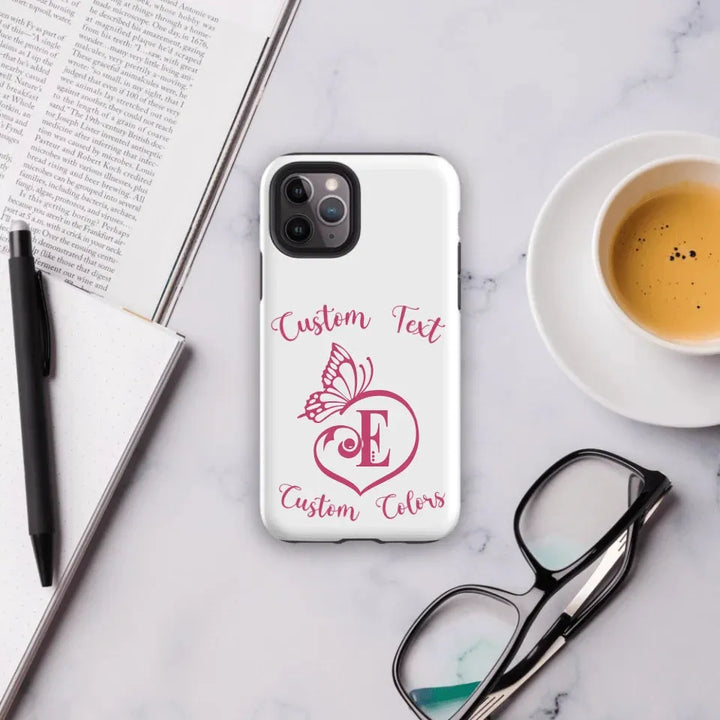 Custom Butterfly Love Initial Tough Phone Case - ART-PNC264