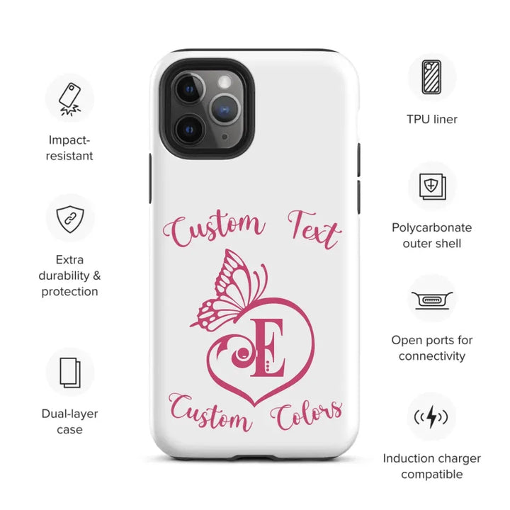 Custom Butterfly Love Initial Tough Phone Case - ART-PNC264