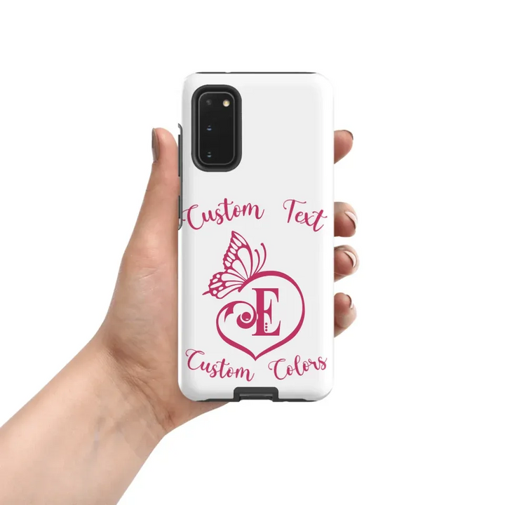 Custom Butterfly Love Initial Tough Phone Case - ART-PNC264