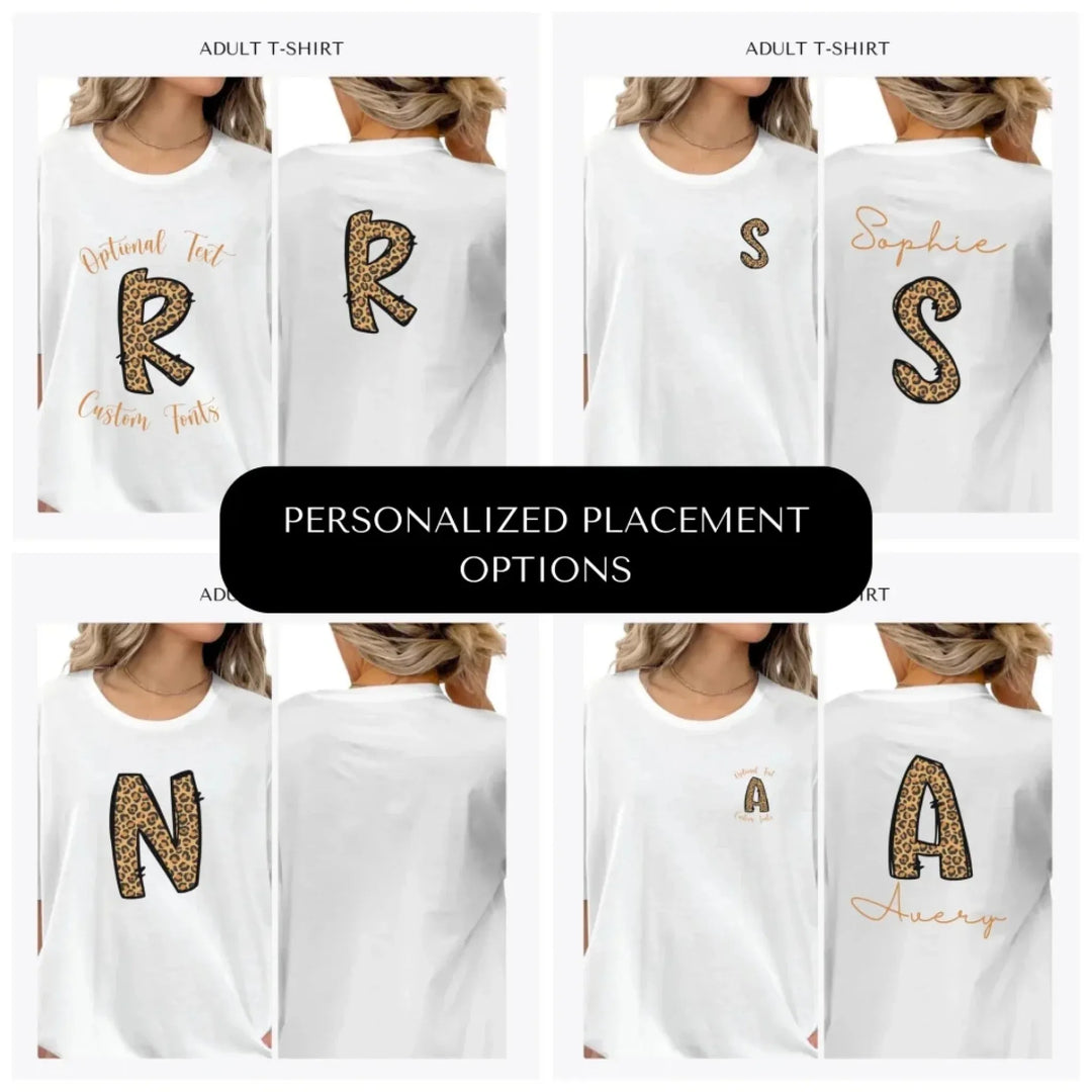 Cheetah-Pattern-Letter-Initial-custom-adult-t-shirt-design-placement-front-back-pocket-artfulane