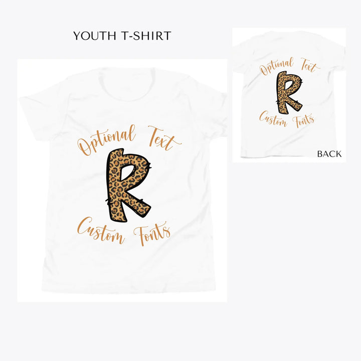 Cheetah-Pattern-Letter-Initial-custom-youth-t-shirt-artfulane