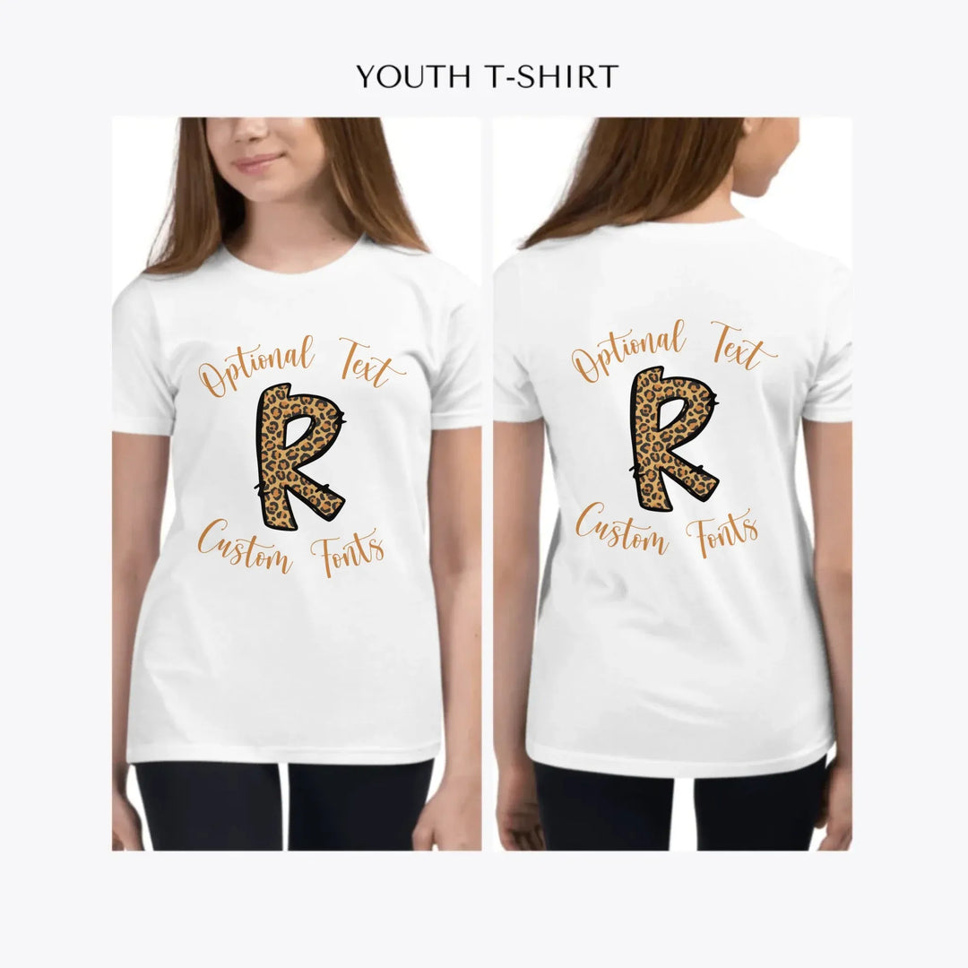 Cheetah-Pattern-Letter-Initial-custom-youth-girl-t-shirt-artfulane