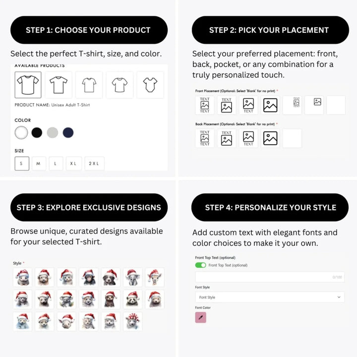 how-to-design-custom-baby-christmas-animals-t-shirt-personalization-options-artfulane