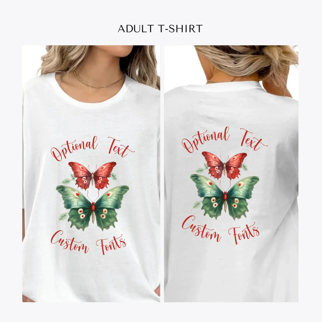 Christmas-Butterflies-personalized-women-unisex-adult-t-shirt-artfulane