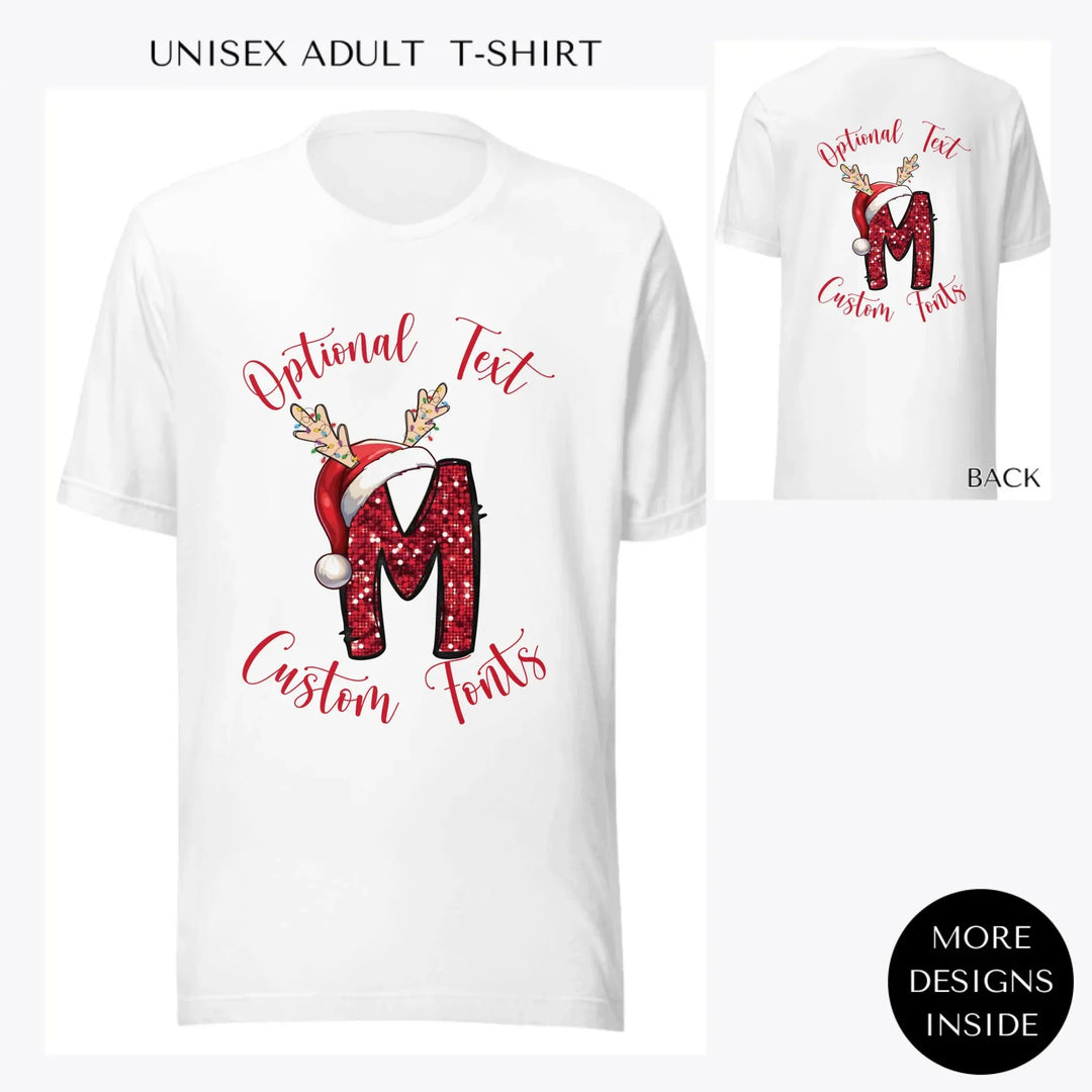 Christmas-Red-Sequin-Letter-Initial-custom-men-unisex-adult-t-shirt-artfulane