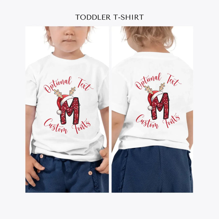 Christmas-Red-Sequin-Letter-Initial-custom-toddler-t-shirt-artfulane