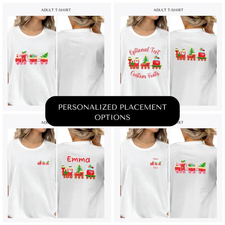 Christmas-Santa-Gingerbread-Train-custom-adult-t-shirt-design-placement-front-back-pocket-artfulane