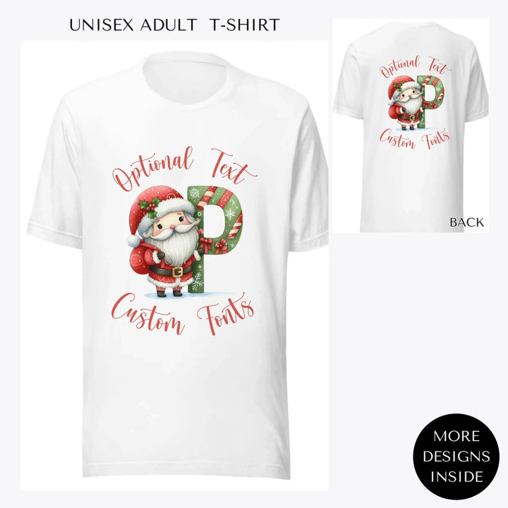 Christmas-Santa-Letter-Initial-custom-men-unisex-adult-t-shirt-artfulane