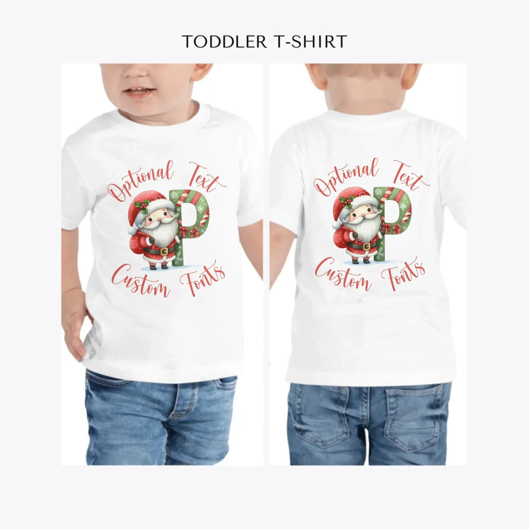 Christmas-Santa-Letter-Initial-personalized-toddler-t-shirt-artfulane