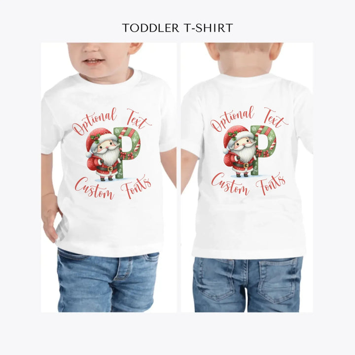 Christmas-Santa-Letter-Initial-personalized-toddler-t-shirt-artfulane
