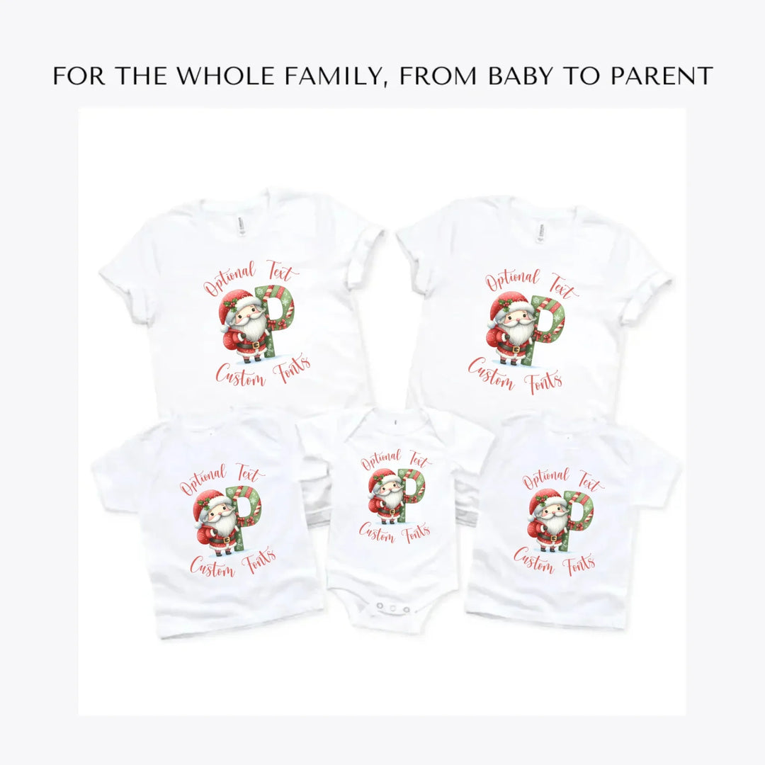 Christmas-Santa-Letter-Initial-custom-t-shirts-adult-youth-toddler-baby-sizes-artfulane