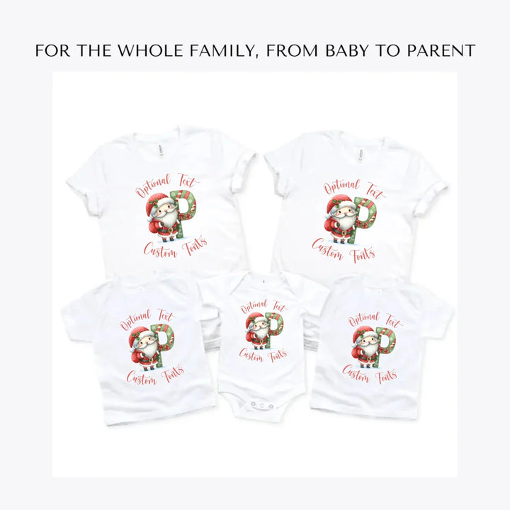 Christmas-Santa-Letter-Initial-custom-t-shirts-adult-youth-toddler-baby-sizes-artfulane