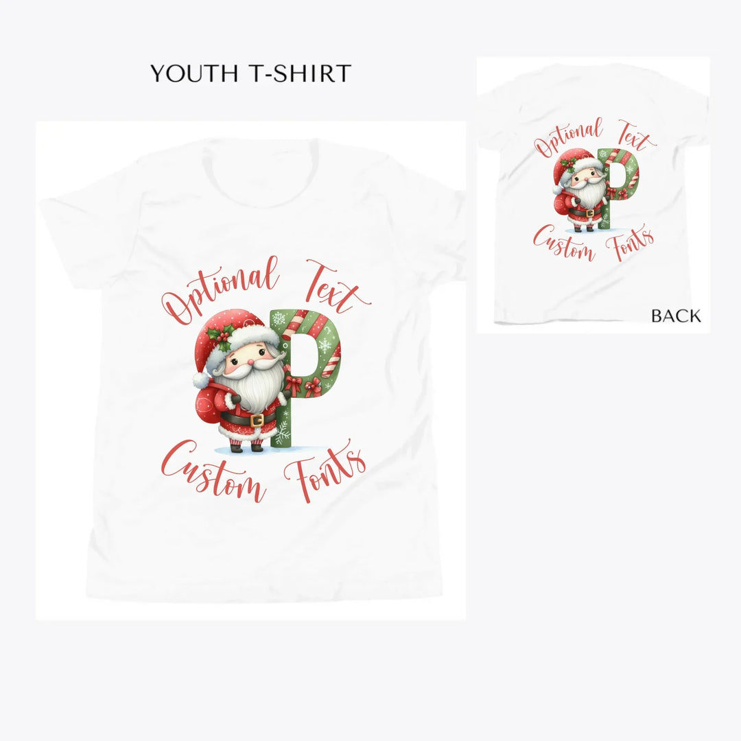 Christmas-Santa-Letter-Initial-custom-youth-t-shirt-artfulane