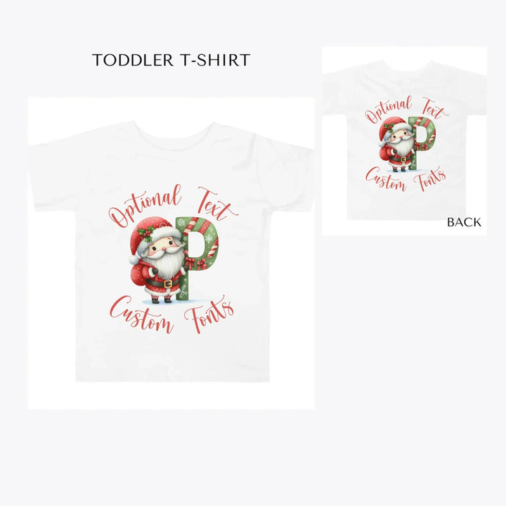 Christmas-Santa-Letter-Initial-toddler-custom-t-shirt-artfulane