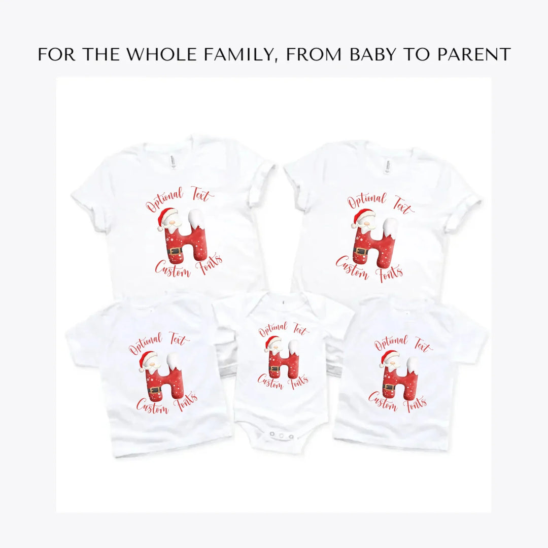 Christmas-Santa-Suit-Letter-Initial-custom-t-shirts-adult-youth-toddler-baby-sizes-artfulane