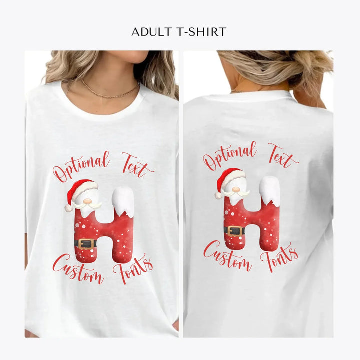 Christmas-Santa-Suit-Letter-Initial-personalized-women-unisex-adult-t-shirt-artfulane
