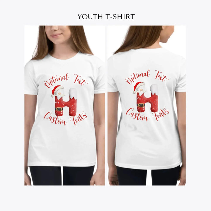 Christmas-Santa-Suit-Letter-Initial-custom-youth-girl-t-shirt-artfulane